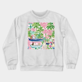 Summer outing, preppy seamless pattern Crewneck Sweatshirt